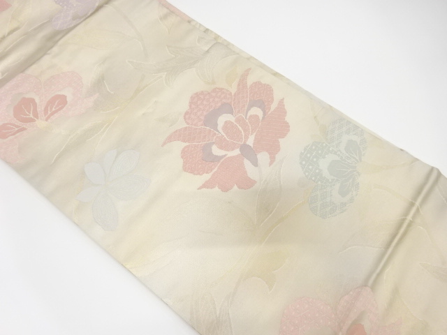 唐花模様織り出し名古屋帯